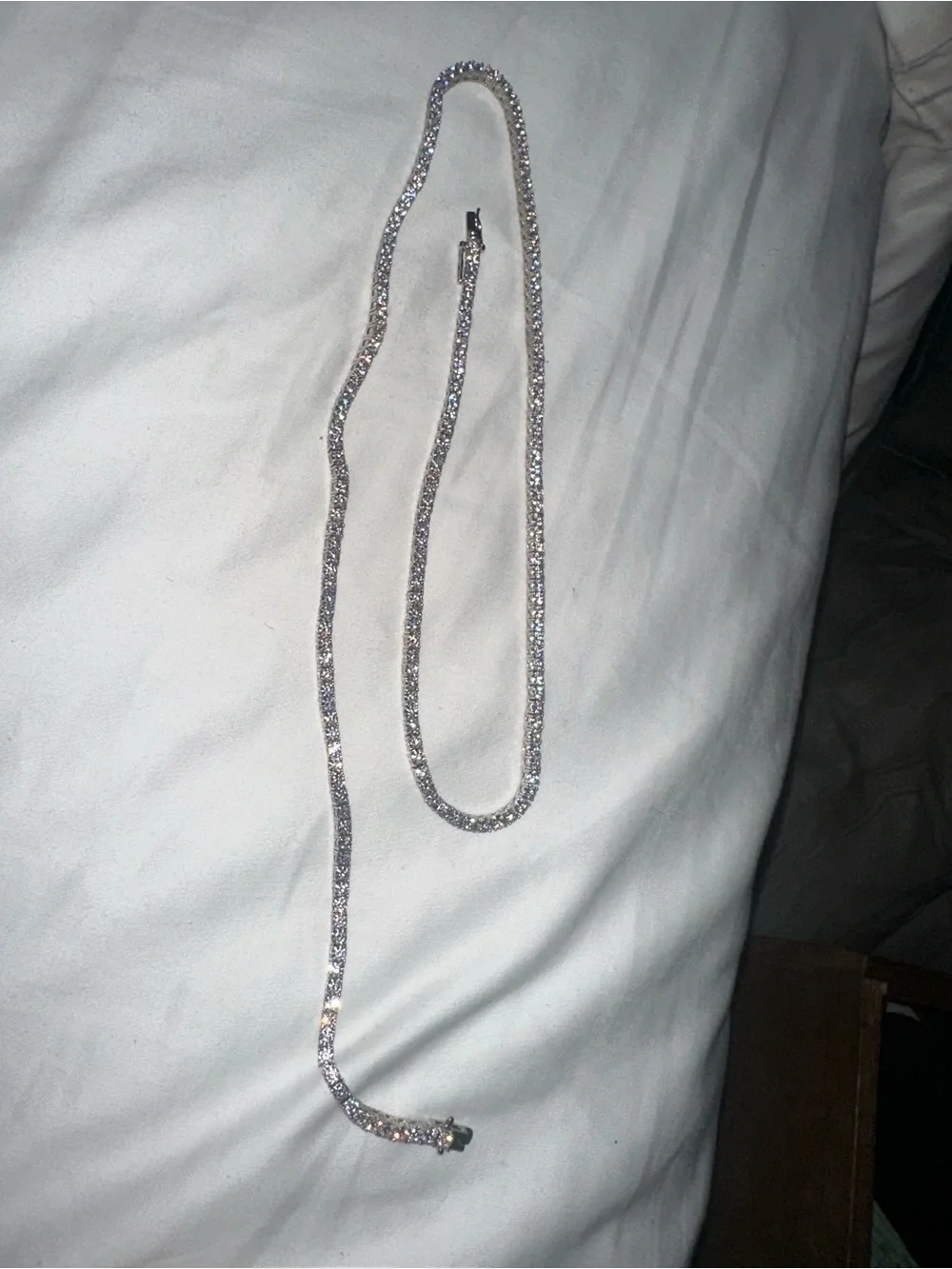 22” 925 Sterling Silver Moissanite Tennis Chain + Custom Moissanite “M” Pendant